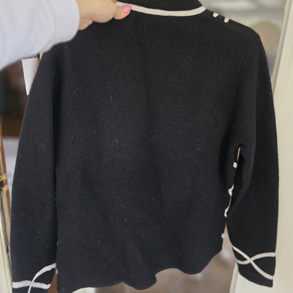 Talbots Black White Patterned Zip Jacket Cardigan… - image 7